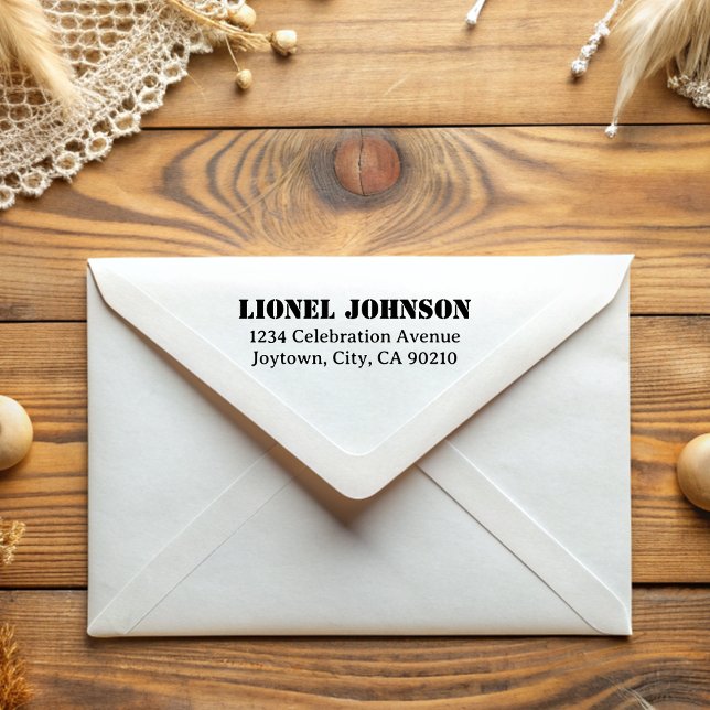 Enkel Returadress med minimalt typografi, stencil Stämpel (Skapare uppladdad)