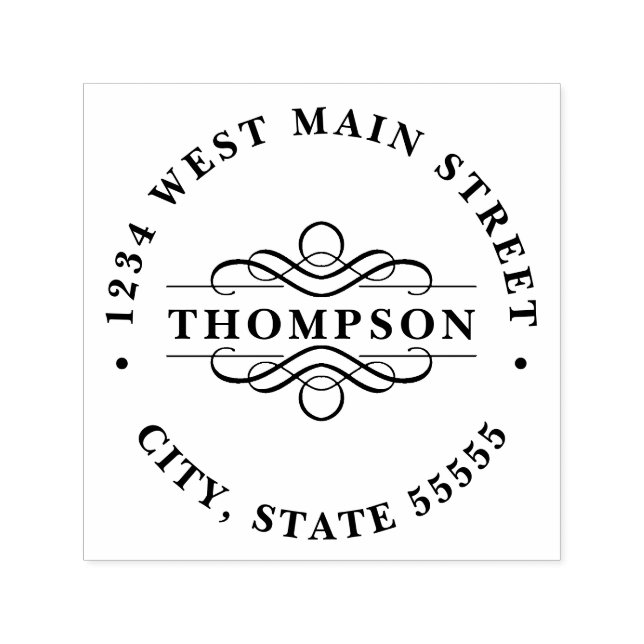 Enkel returetikett för monogram självfärgande stämpel (Design)