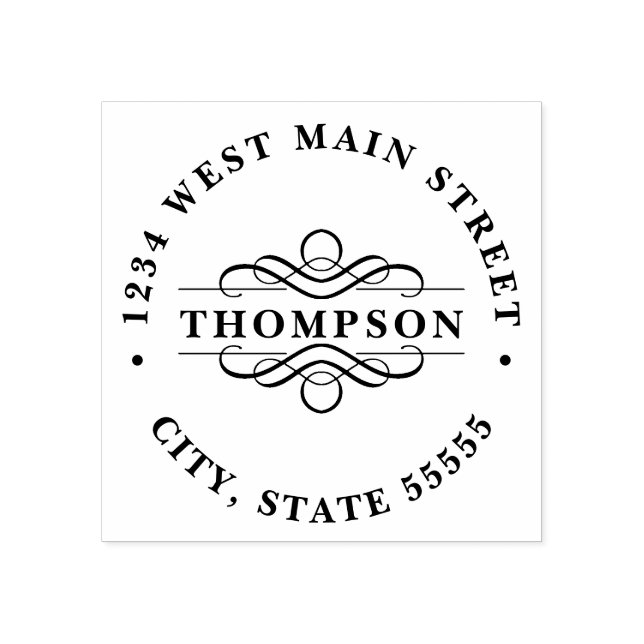 Enkel returetikett för monogram stämpel (Tryck)