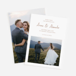 Enkel Rik Brun skript Photo Bröllop Spara Datumet