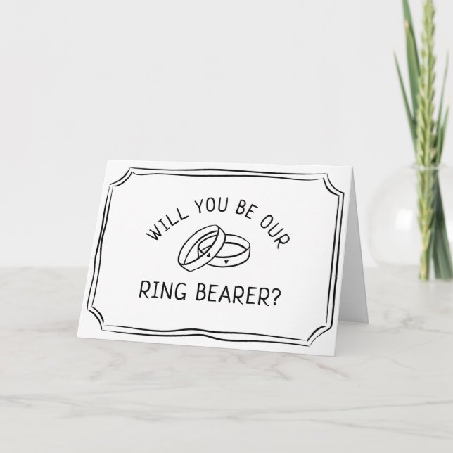 Enkel Ring Bearer Frieri Modern.Svartvit Kort (Framsida)