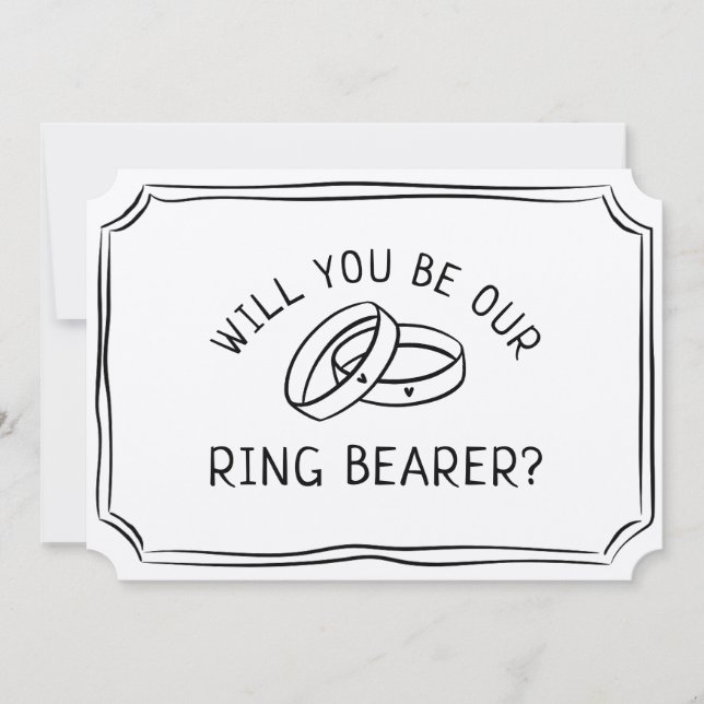 Enkel Ring Bearer Frieri Modern.Svartvit Kort (Framsida)