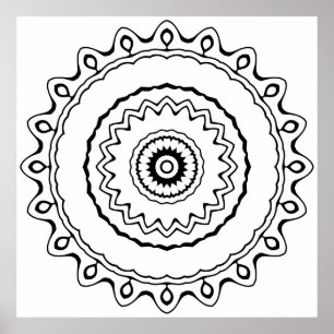 Enkel ringmandala att färglägga för avkoppling poster