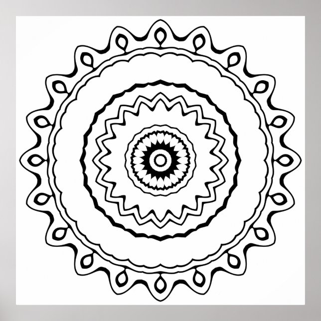 Enkel ringmandala att färglägga för avkoppling poster (Framsidan)