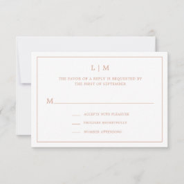 Enkel Ro Rosa Monogram Elegant bröllop OSA Kort