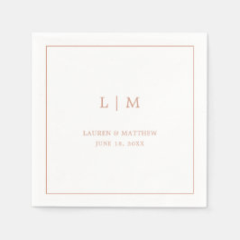 Enkel Ro Rosa Monogram Elegant bröllop Pappersservett