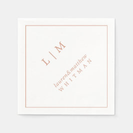 Enkel Ro Rosa Monogram Elegant bröllop Pappersservett