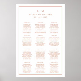 Enkel Ro Rosa Monogram Elegant bröllop Poster