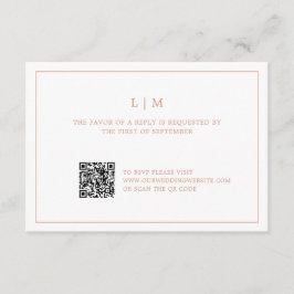 Enkel Ro Rosa Monogram QR-kod Elegant bröllop OSA Kort