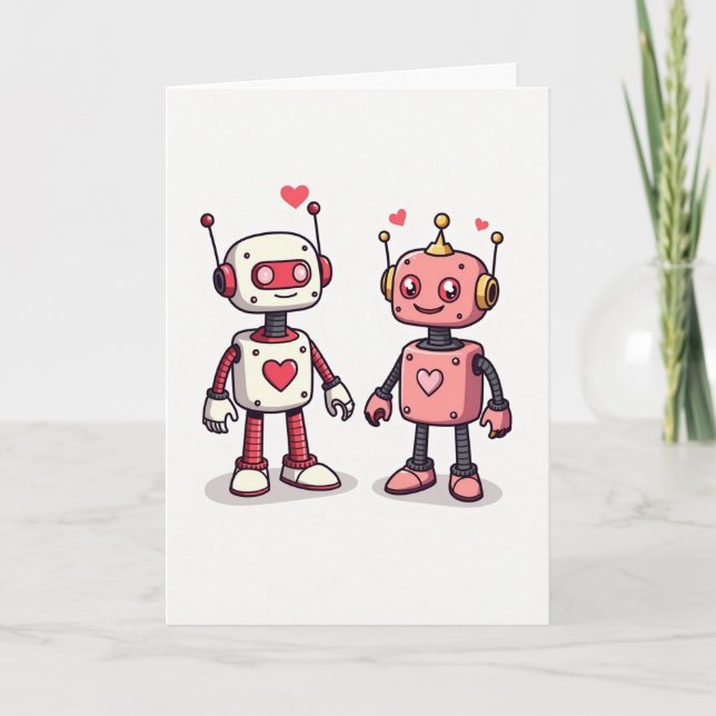Enkel Robot Kärlekskort Kort (Framsida)