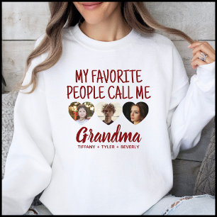 Enkel Röd 3 Foto Barnbarns Namn Mormor T Shirt
