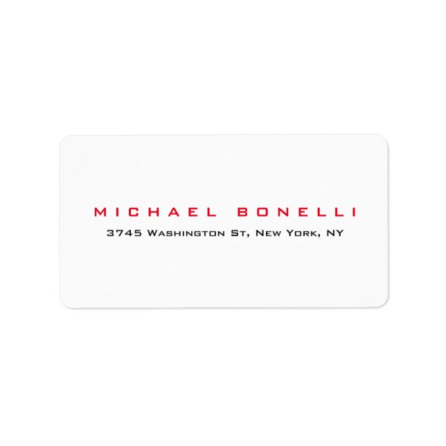 Enkel röd adressetikett för lättläst röd (Framsidan)