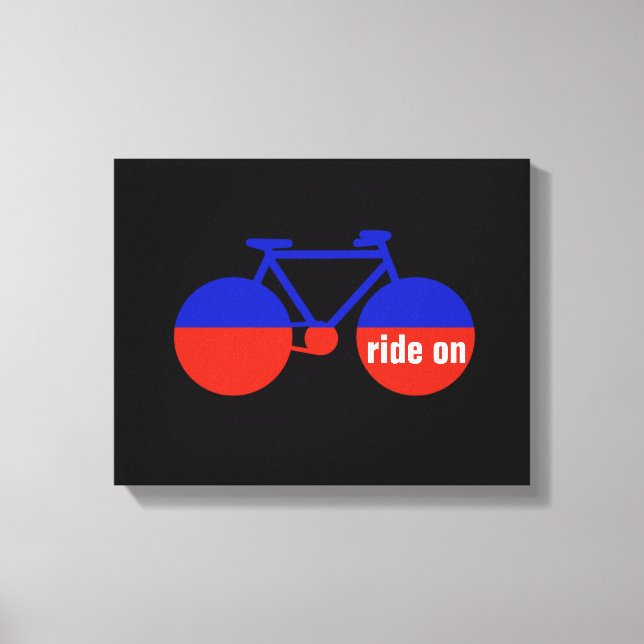 enkel röd blå cykel på canvastryck (Framsida)