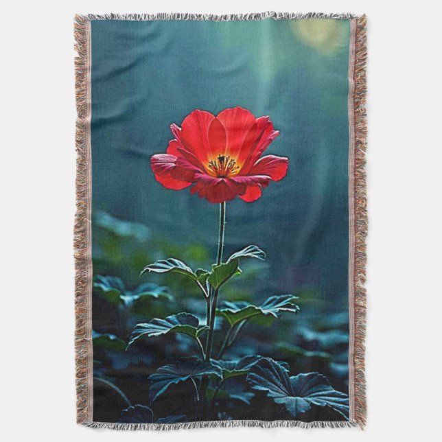 Enkel röd blomdesign i fokus filt (Framsidan Vertikal)