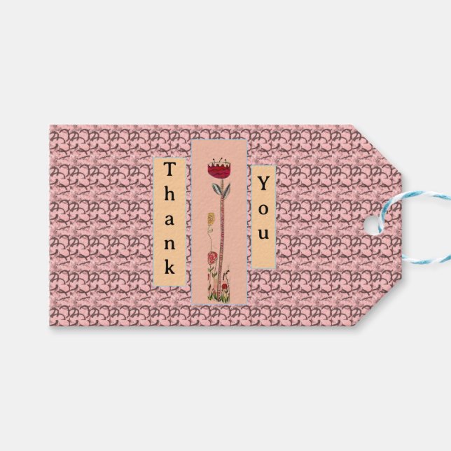 Enkel röd blomma presentetikett (Framsidan (Horisontell))
