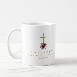 Enkel röd Blommigt Kor katolsk baptism Foto Kaffemugg