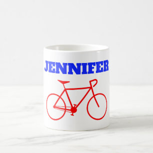 Enkel röd cykelSilhouette + Anpassningsbarnamn Kaffemugg