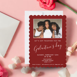 Enkel röd Galentine's Day Vän Foto Inbjudningar
