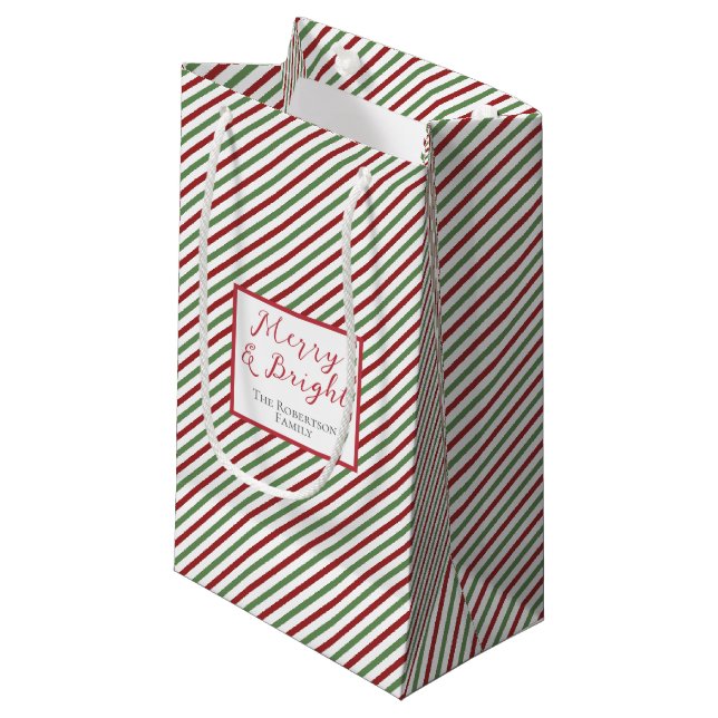 Enkel röd Grönt och vit Rand - merry och ljus (Framsidan Vinklad)