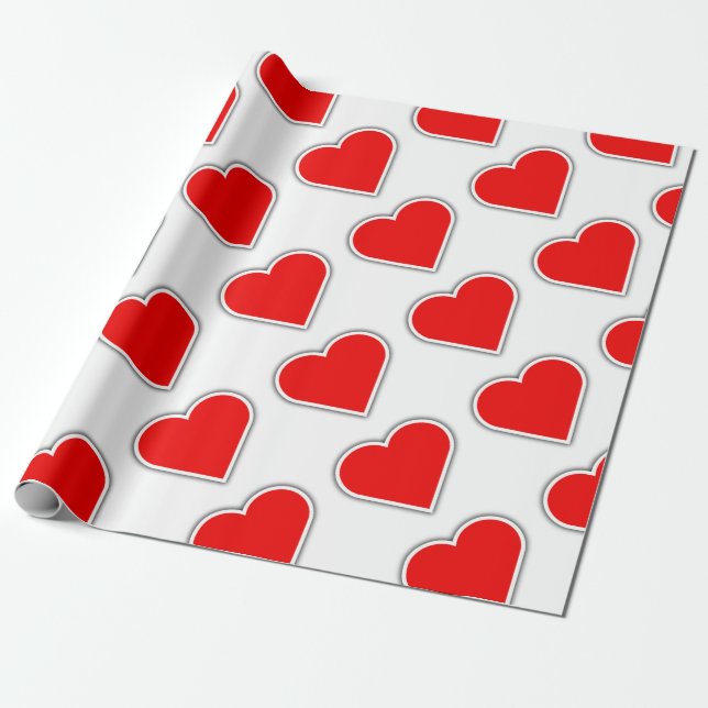 Enkel röd hjärta presentpapper (Utrullad)