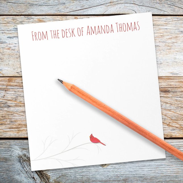 Enkel röd kardinal vinter elegant björk  anteckningsblock (Simple elegant red cardinal custom notepad)