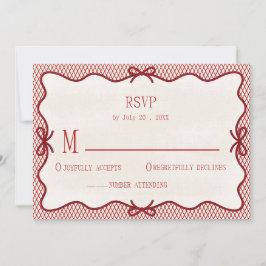 enkel röd & kräm överlägg foto rsvp inbjudan