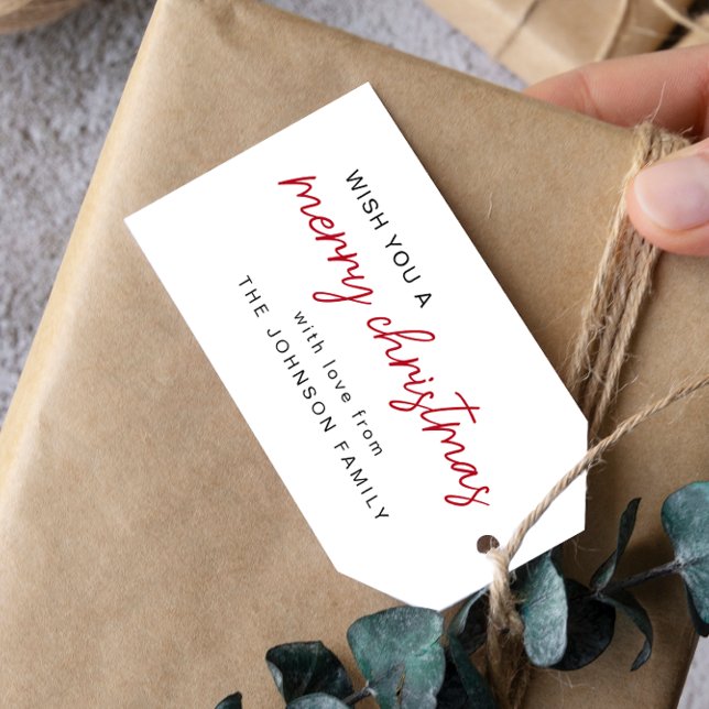 Enkel röd och vit God jul Presentetikett (Skapare uppladdad)