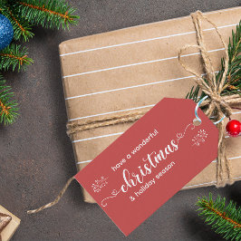 Enkel röd och vit jul-Helgdag Presentetikett