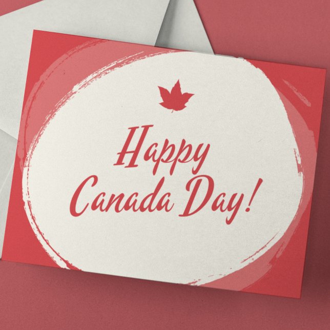 Enkel röd och vit minimalistisk maple Löv Vykort (Skapare uppladdad)