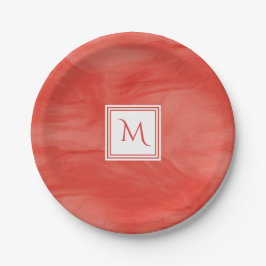 Enkel röd Orange subtle Marble Modern Monogram