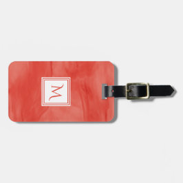 Enkel röd Orange subtle Marble Modern Monogram Bagagebricka