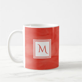 Enkel röd Orange subtle Marble Modern Monogram Kaffemugg
