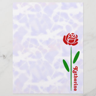 Enkel röd ros Grön stjälk blad Anpassa namn