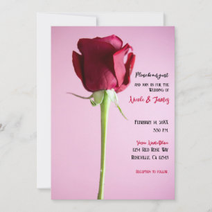 Enkel röd ros Rosa Romantisk Elegant Bröllop Inbjudningar