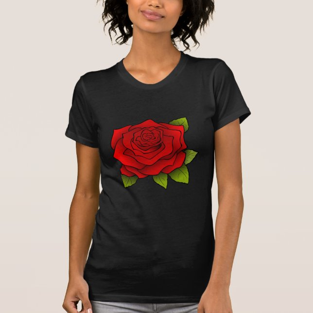 Enkel röd ros t shirt (Framsida)