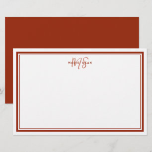 Enkel röd scharlakansröd minimalistisk monogram tv brevpapper