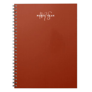Enkel röd scharlakansröd minimalistisk monogrampre anteckningsbok