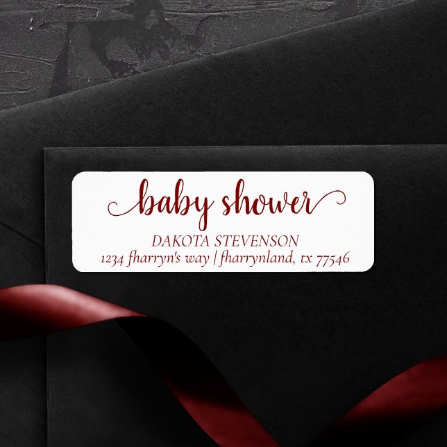 Enkel röd skrift | Candy Apple Shower Adress Returadress Etikett (Skapare uppladdad)