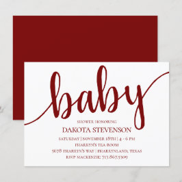 Enkel röd skrift | Cherry Flourish Baby Shower Inbjudningar