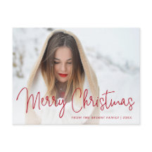 Enkel röd skriptfoto Modern elegant jul