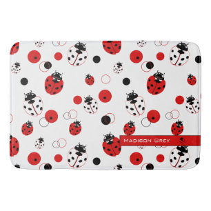 Enkel röd, svart och vit Ladybug Mönster Badrumsmatta