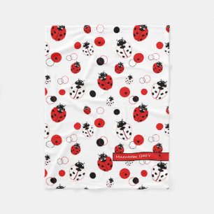 Enkel röd, svart och vit Ladybug Mönster Fleecefilt