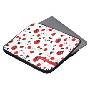 Enkel röd, svart och vit Ladybug Mönster Laptop Fodral