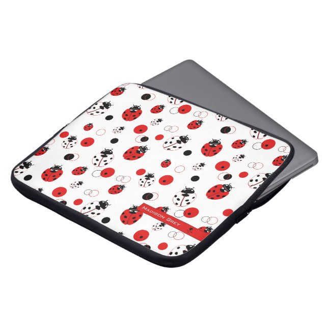 Enkel röd, svart och vit Ladybug Mönster Laptop Fodral (Framsida topp)
