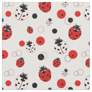 Enkel röd, svart och vit Ladybug Mönster Tyg