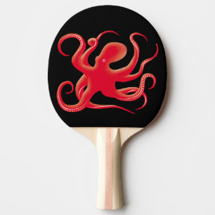 Enkel röd vektor Art Octopus Silhouette Pingisracket