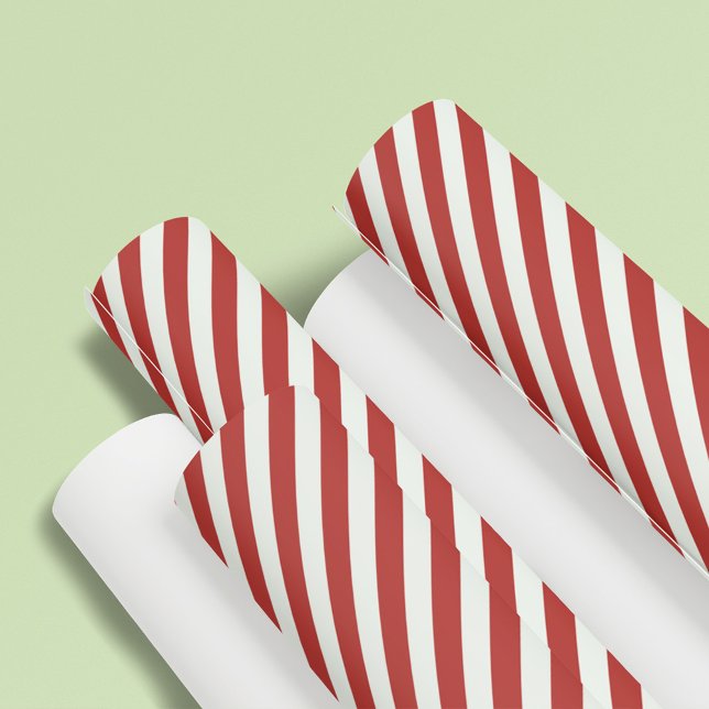 Enkel röd, vit, strimlad, minimal Roligt Presentpapper (Simple minimalist red striped basic pattern wrapping paper. )