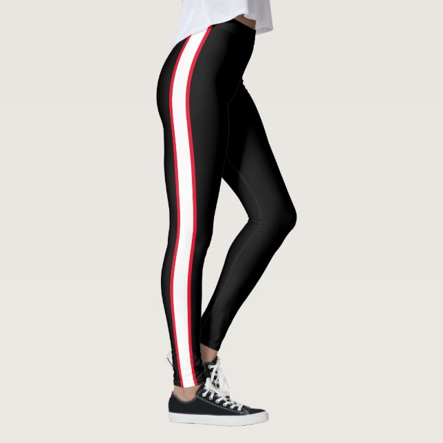 Enkel röda/vitranddamasker leggings (Höger)