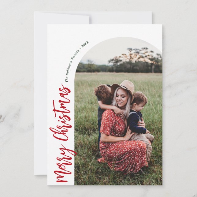 enkel rödfärgad god jul julkort (Framsida)