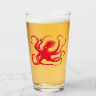 Enkel rödvektor Art Octopus Silhouette Glaskopp